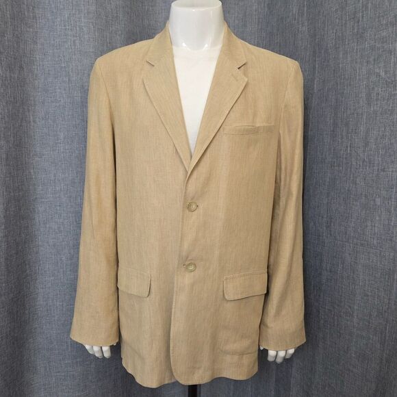The Territory Ahead Linen Blazer Men's 42L Camel/Tan Jacket 2 Button - Picture 11 of 12